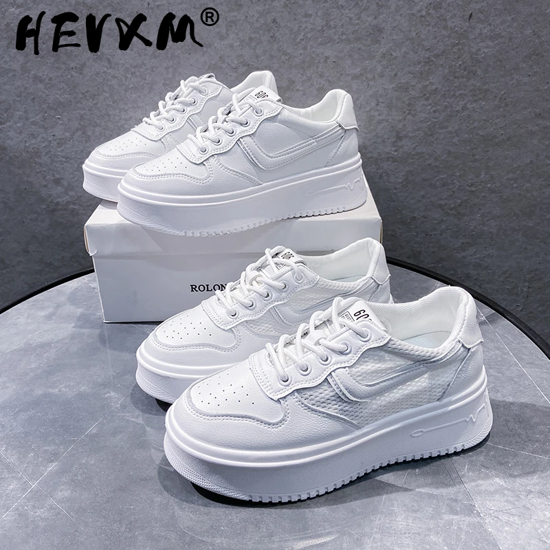 2023 New White Sneakers Women Fashion Comfortable Platform Vulcanize Shoes Lace Up Flats Casual Ladies Footwear Summer Basket