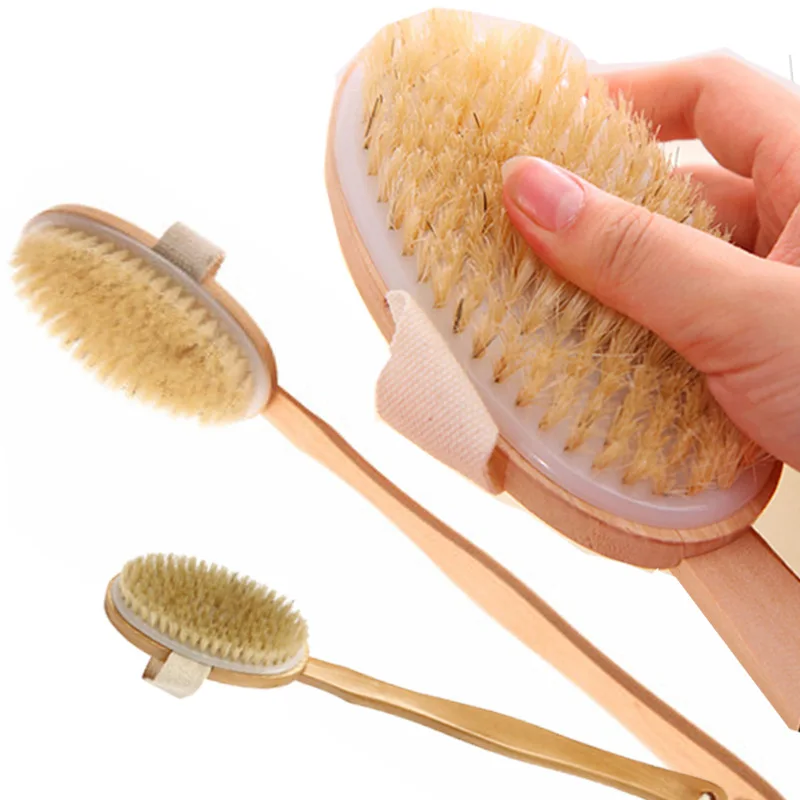 

Natural Bristle Bath Brush Exfoliating Wooden Body Massage Shower Brush SPA Woman Man Skin Care Dry Body Brush