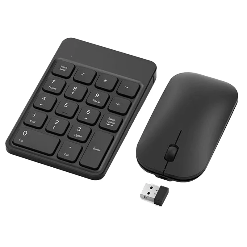 

2,4G Беспроводная цифровая клавиатура и мышь, набор с перезаряжаемой 18-клавишной клавиатурой и мышью для ПК, ноутбука