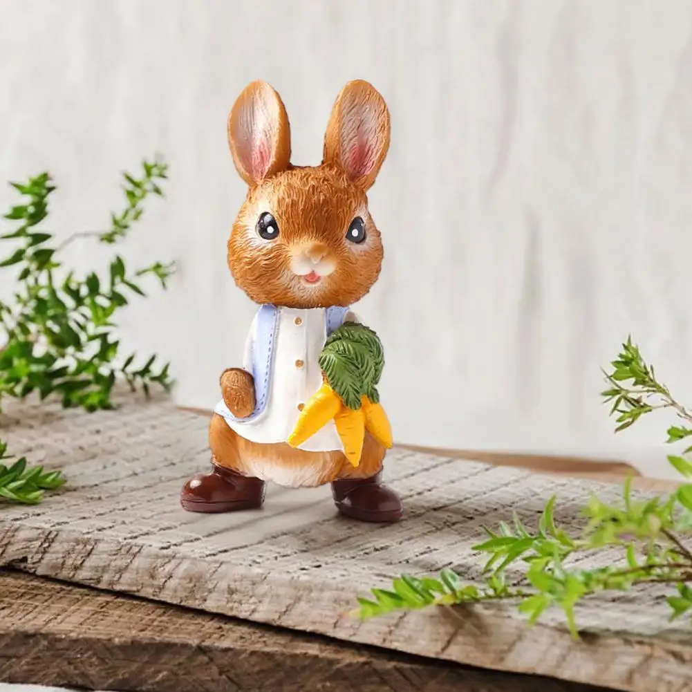 

Rabbit Statue Lovely Appearance Desktop Decoration Resin Bunny Sculpture Garden Statue Ornament For Easter Decoration Supplies