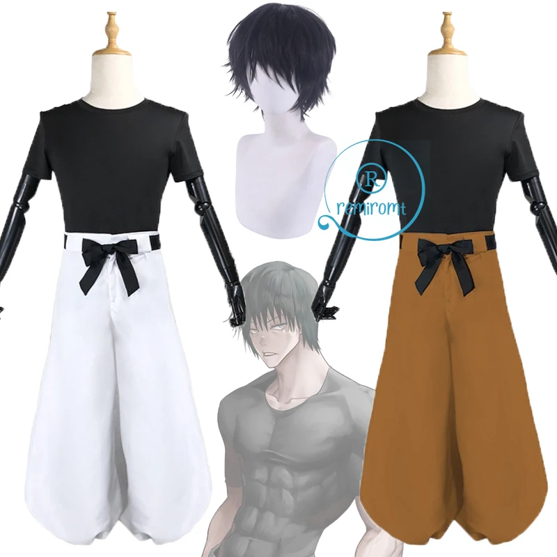 

Jujutsu Kaisen Anime Cosplay Costume Toji Fushiguro Uniform Black Top Pants 2 Styles Suit Short Wig Party Carnival Men Cos Gift