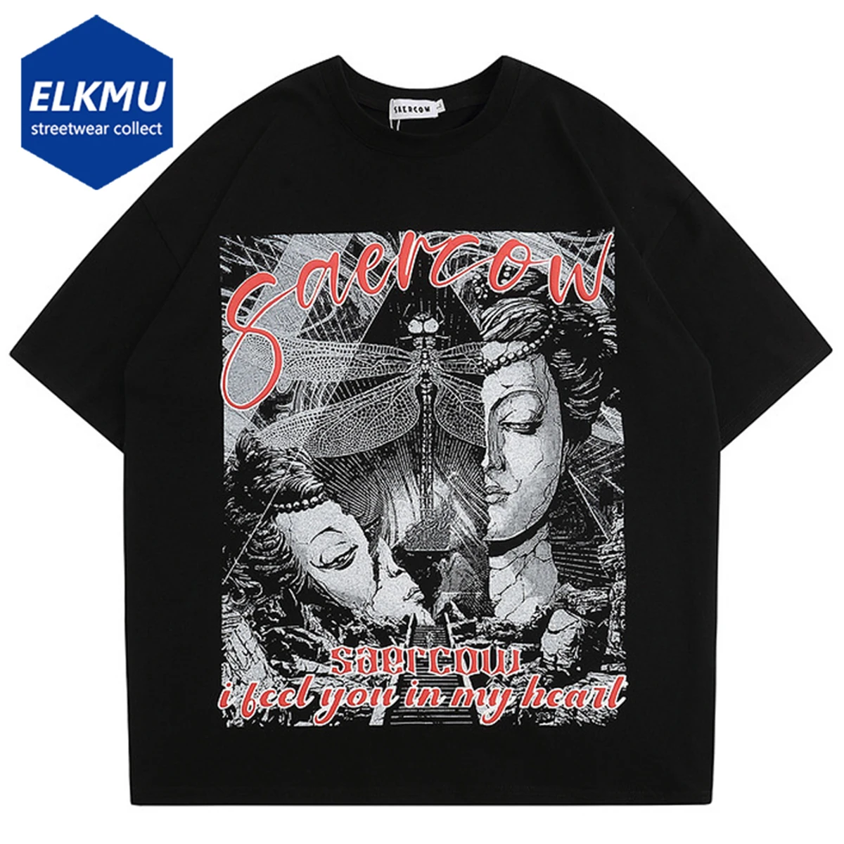 

Футболка мужская оверсайз из хлопка, в стиле хип-хоп