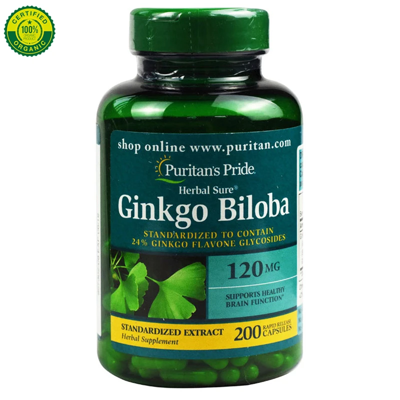 

Ginkgo Biloba Capsule Ginkgo Biloba Extract Essence 120mg 200 Capsules US Puritan's Pride