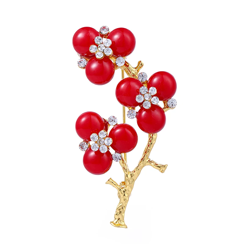 

Wuli&baby Red Plum Blossom Flower Brooches For Women Unisex Beauty Flowers Party Office Brooch Pin Gifts