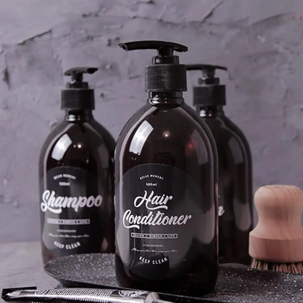 

500ml Nordic Style Brown Bath Refillable Bottle Shower Foam Shampoo Bottles Gel Soap Dispenser Container Liquid Mousses B0K3