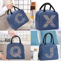 insulated lunch bag unisex thermal bag for work storage food picnic cooler tote organizer bag text lettern pattern lunch handbag