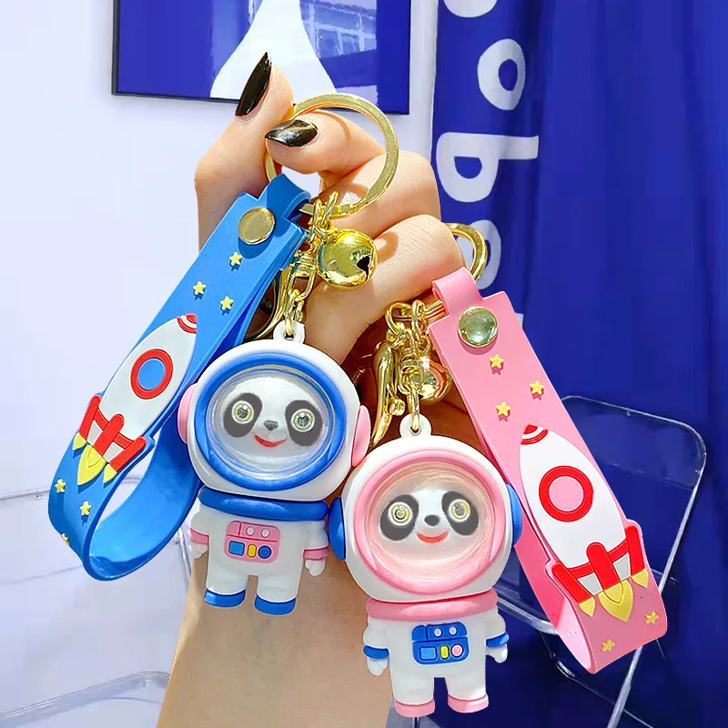 

Space Panda Keychain Girl Astronaut Silicone Creative Bag Ornament Cute Cartoon Car Key Pendant