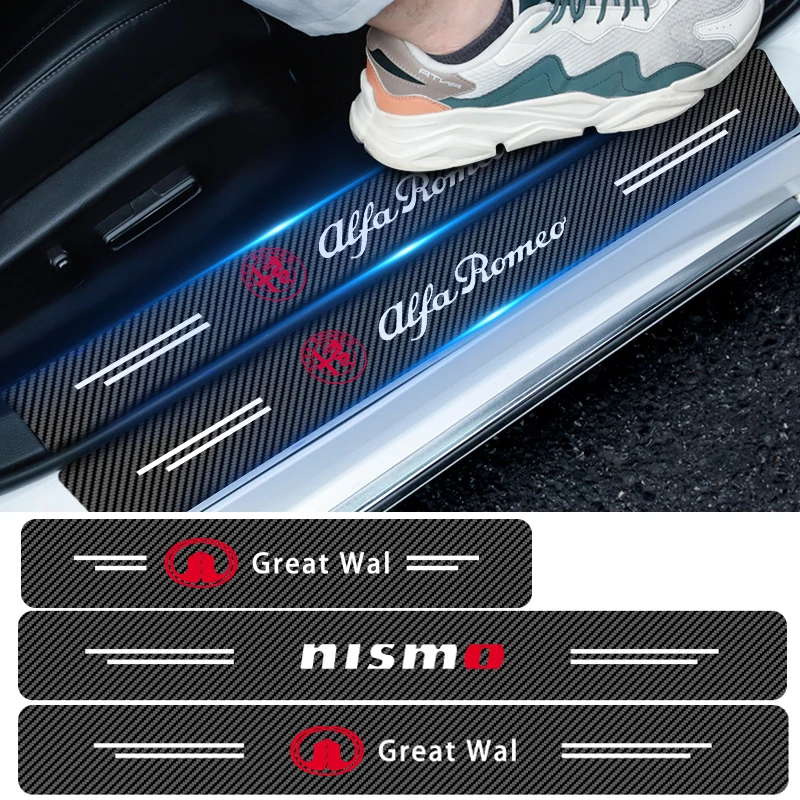 

4pcs Foot pedal protection sticker Car Door Sill Leather Decals for Jaguar Mereceds Benz Great Wall Ssang Yong Haval Buick MG