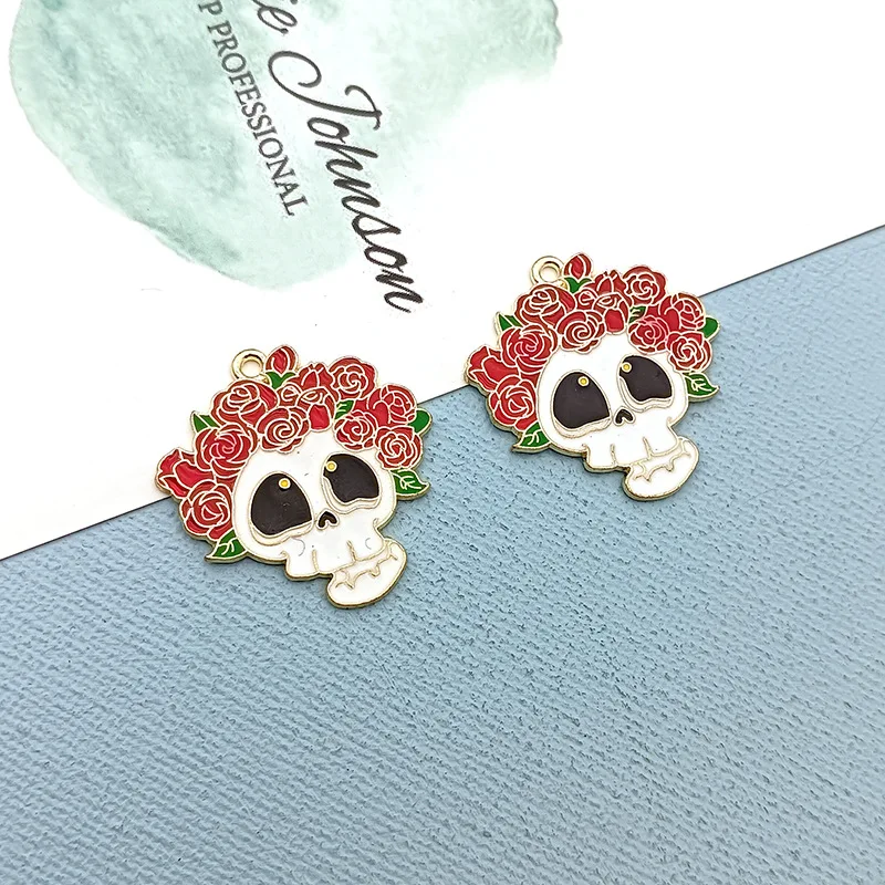 Украшения для Хэллоуина Цветочный Череп металлические аксессуары ожерелье