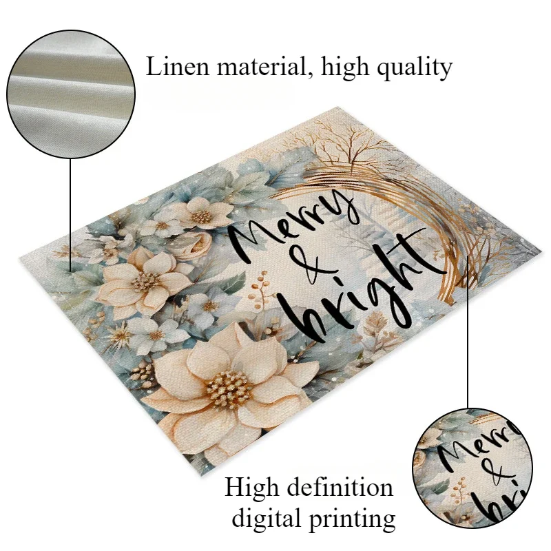 Christmas Tree Woven Placemats-100% Polyester Rectangular Machine Washable Water Resistant Durable Kitchen &amp Dining Table Mats