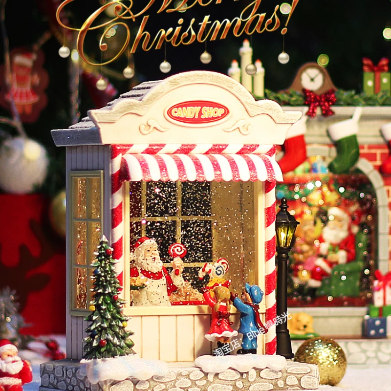 Christmas Decoration Scene Layout Holiday Dress up Creative Decoration Music Box Crystal Ball Snow