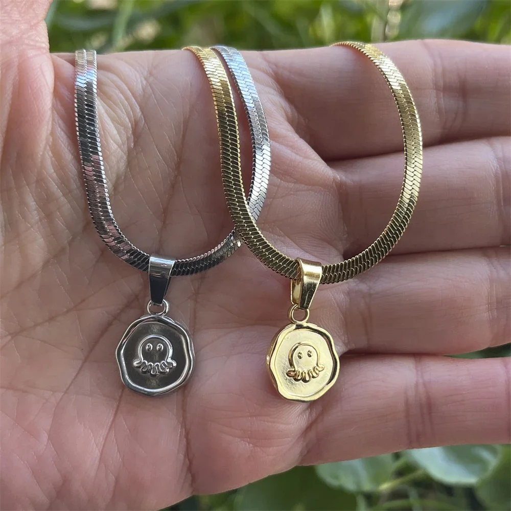 Ожерелье из нержавеющей стали осьминог медуза эстетическое ожерелье простое