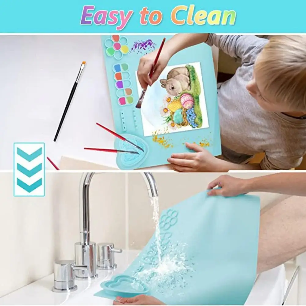 

2023 Silicone Painting Mat Washable Anti-skid Craft Mat With Cleaning Cup For Painting Art Clay Crafts Toys Diy Creations