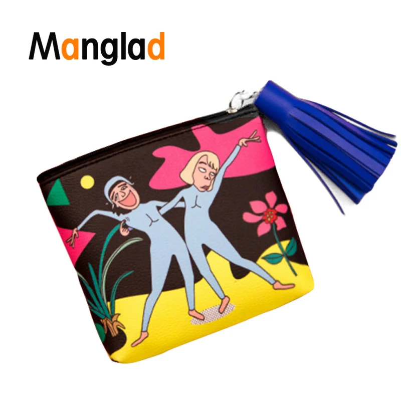 

Coin Purse Printing Mini Pocket Money Bag Tassels Zipper Wallet Cute Cartoon Pattern Small Coin Purses Lovers Ice cream Dancer