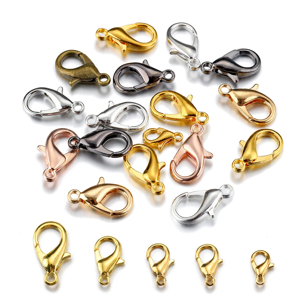 100pcs Lobster Clasps for Bracelets Necklaces DIY Hooks Chain Closure Accessories for Jewelry Making Findings Wholesale