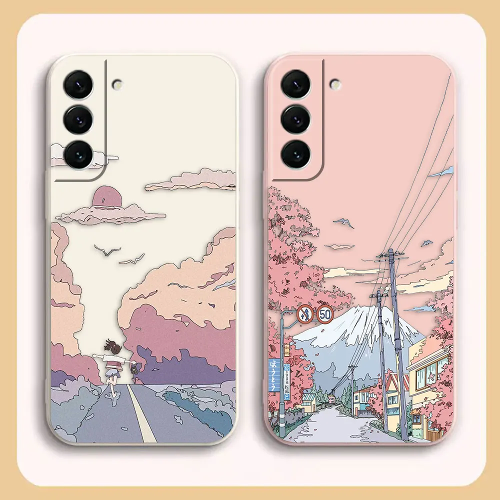 Sunset Maple Snow Mountains TPU Case For Samsung S23 S22 S21 S20 FE S11 S11E S10 S10E S9 S30 Ultra Plus 4G 5G Colour Case Funda
