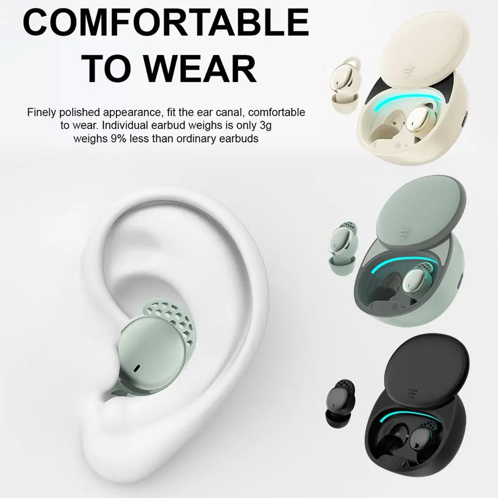 Фото Наушники-вкладыши Bluetooth с физическим шумоподавлением, невидимые беспроводные мини-наушники с длительным сроком службы батареи, наушники для сна №4
