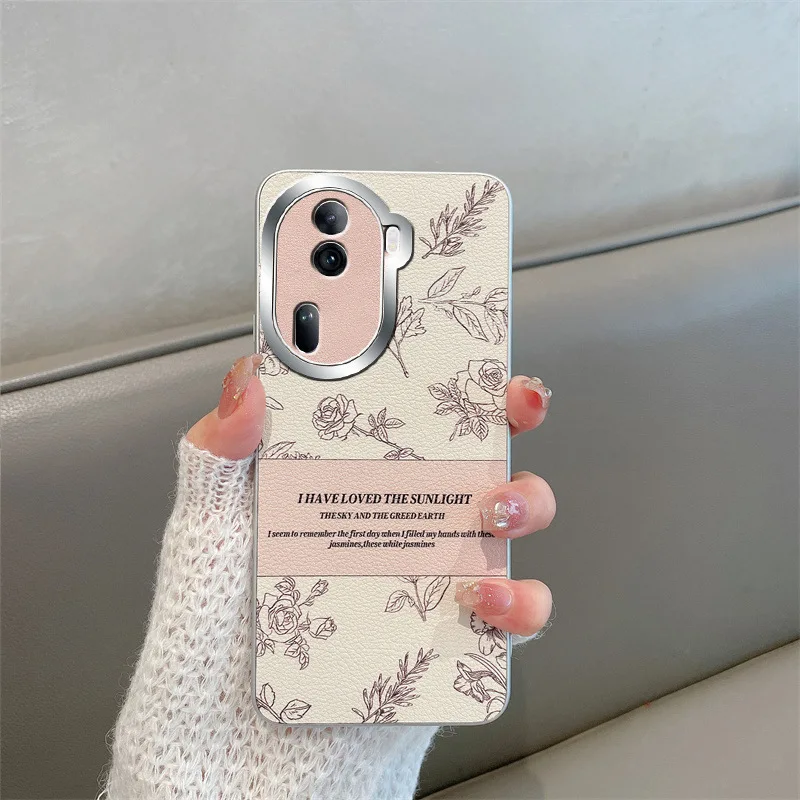 Подходит для OPPO Reno11Pro rose camellia leather чехол телефона Findx6 маленький аромат 10/9 защитный
