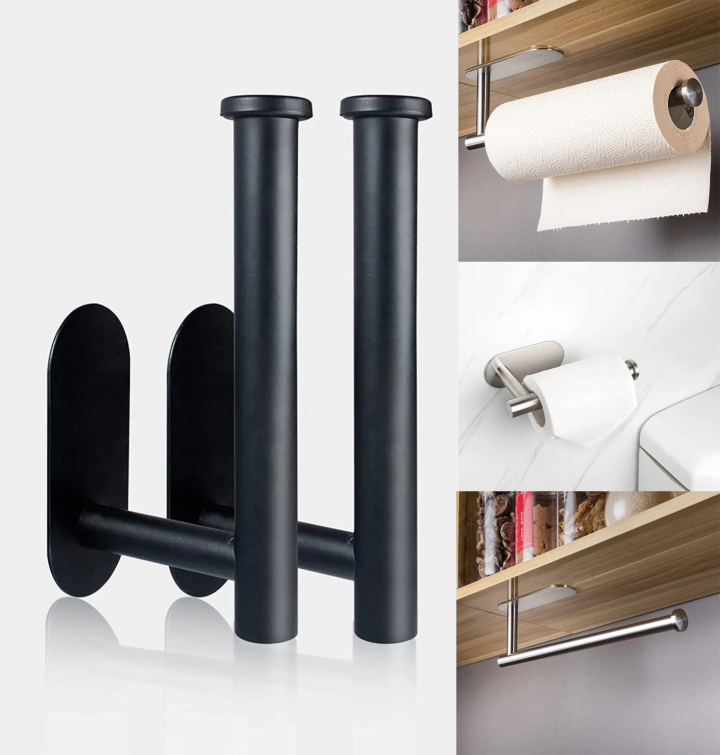 

Portable Toilet Paper Holders Self Adhesive Paper Towel Holder 304 Stainless Steel Towel Rolls Paper Holder for Bathroom Kitchen