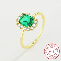 2022 new exquisite emerald rings for women genuine s925 sterling silver green zircon finger wedding band rfashion jewelry gift