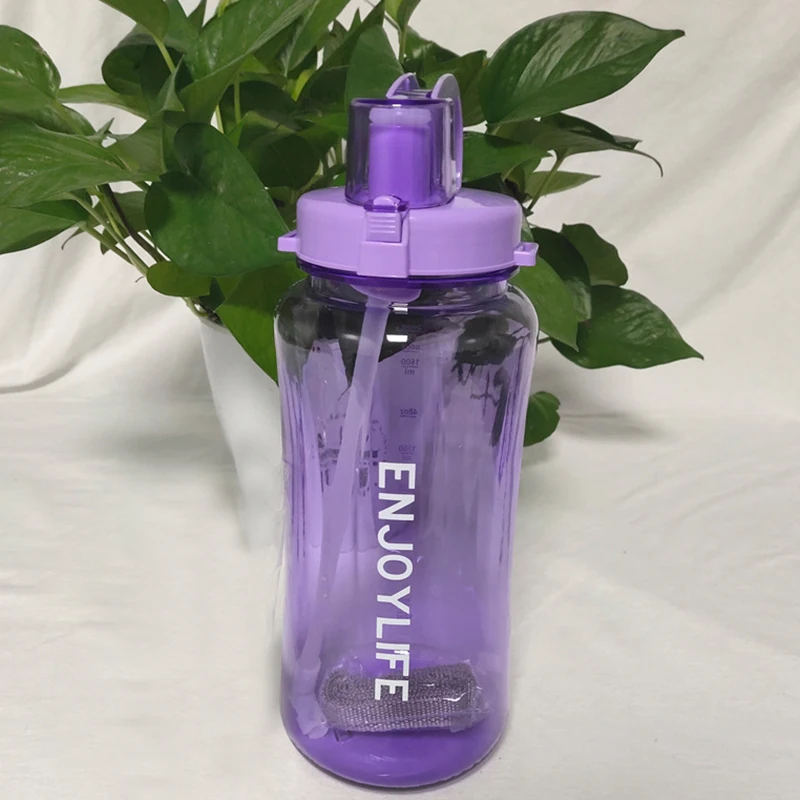 

2000ml Sports Water Bottle With Straw For Camping Hiking Outdoor Plastic Transparent Bpa Free Bottle For Men Drinkware