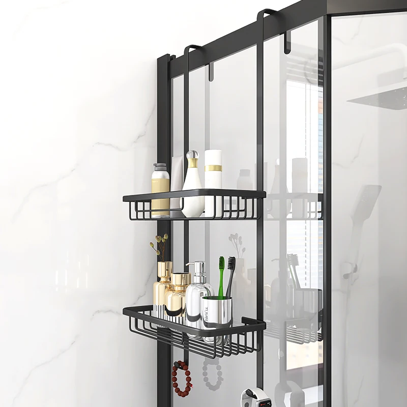 

Basket Space Aluminum Bathroom Organizer Shower Room Storage Shelf Hanging Rack
