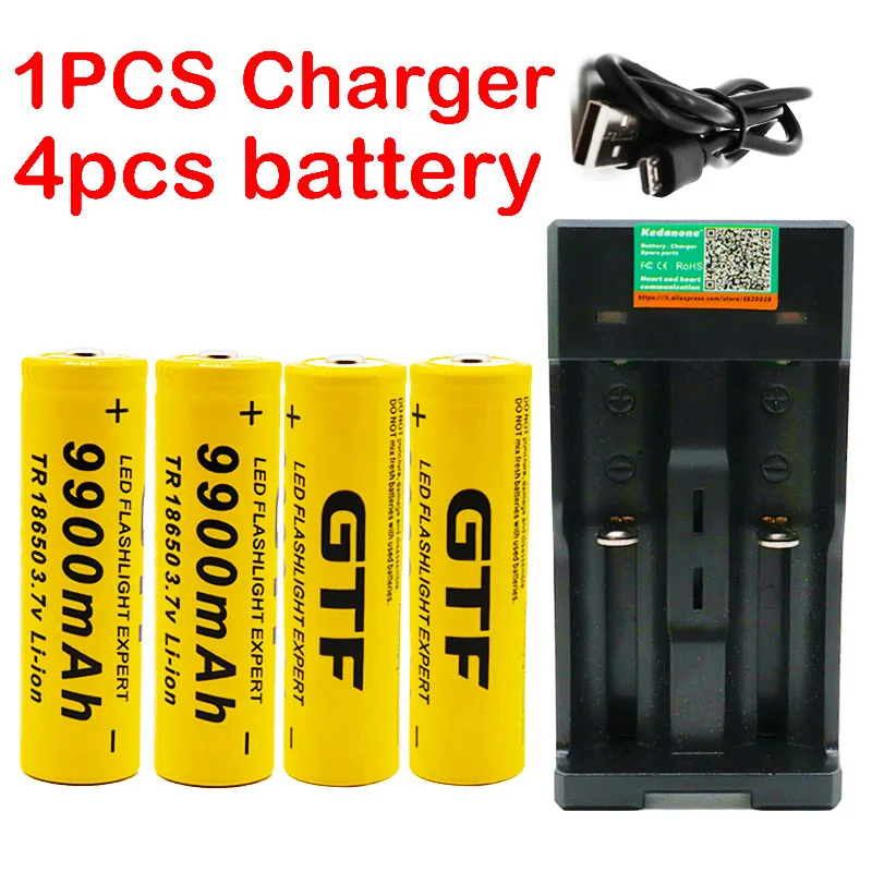 

New 18650 battery 3.7V rechargeable lion battery for Led flash light battery 18650 battery Wholesale + USB charger