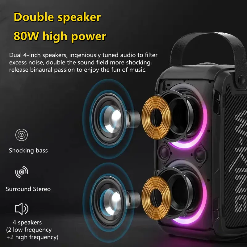 Уличная портативная беспроводная Bluetooth Колонка W-King T9 80 Вт мощная звуковая