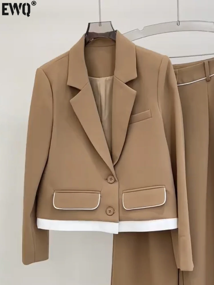 

Женский блейзер с длинным рукавом [EWQ], белый офисный Блейзер контрастной расцветки с длинными рукавами в стиле пэчворк, новинка осень-зима 2023, 16U4477