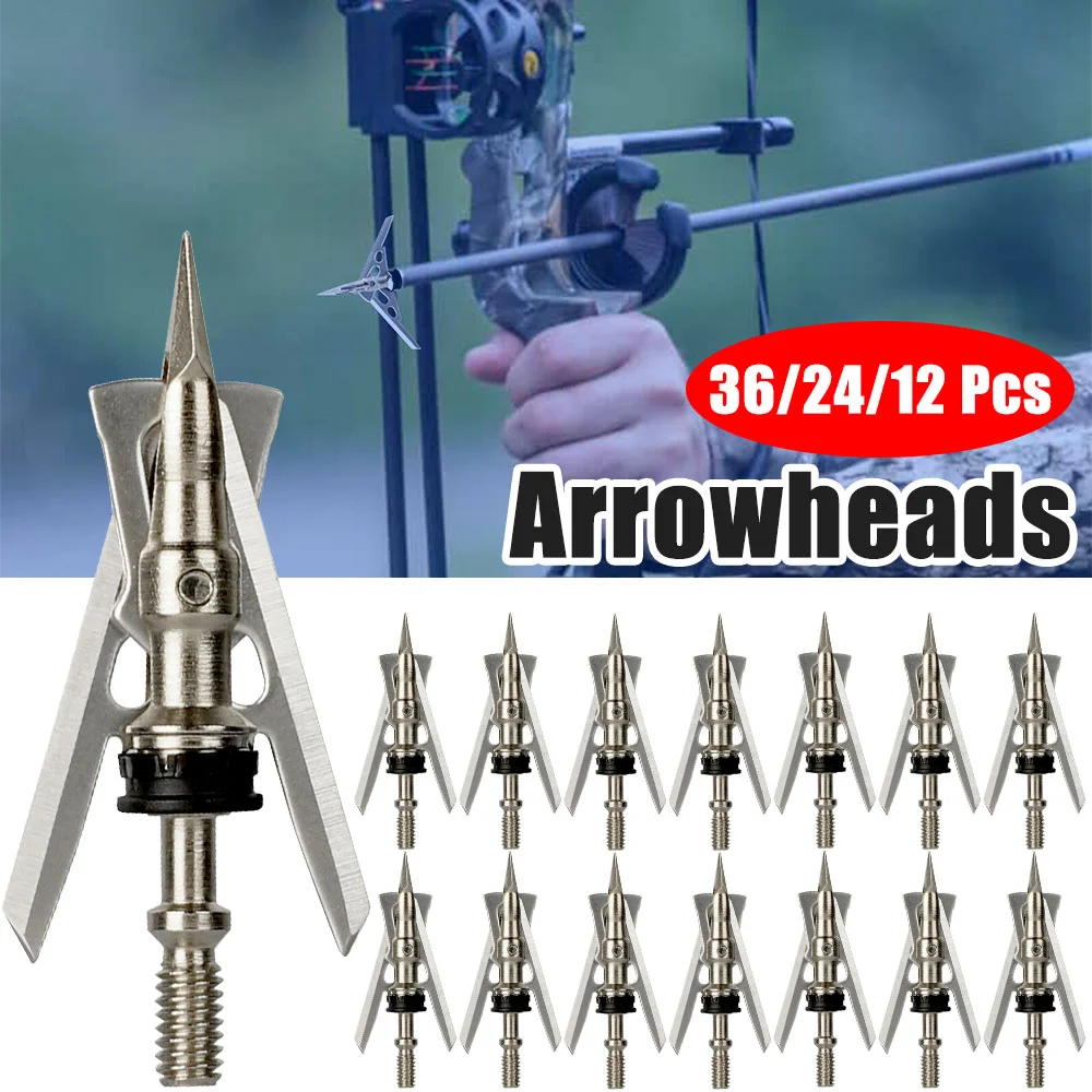 

12/24/36PCS Grain Hunting Arrowheads Archery Broadheads Hunting Arrow Heads For Carbon Aluminum Arrows Competition Equip Hunting
