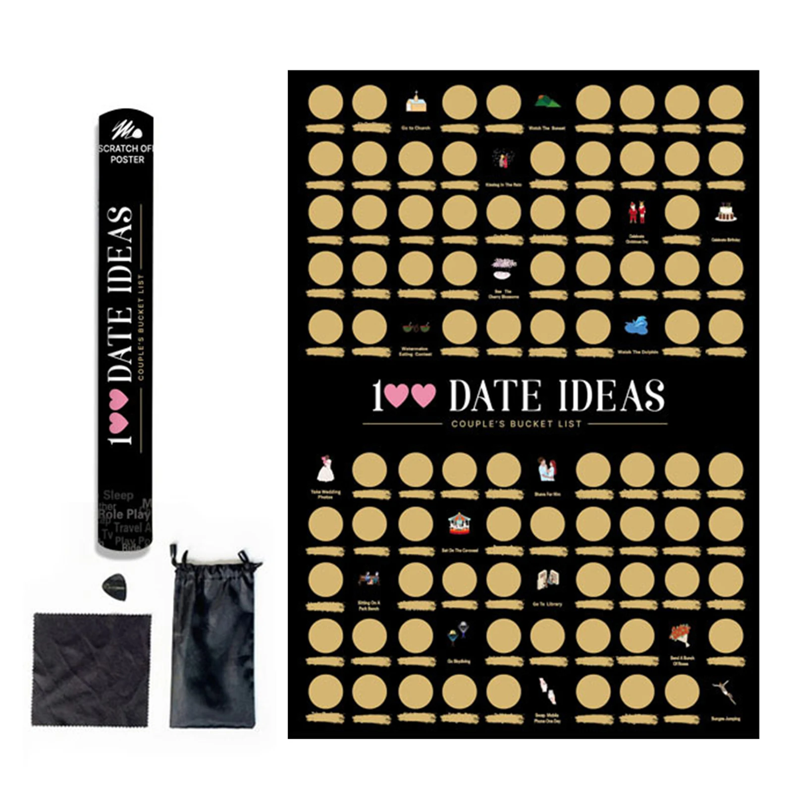 

100 Dates Scratch Off Poster Couple’s Bucket List Couple Gifts and Date Ideas Lovely Engagement Gifts for Couples Filled