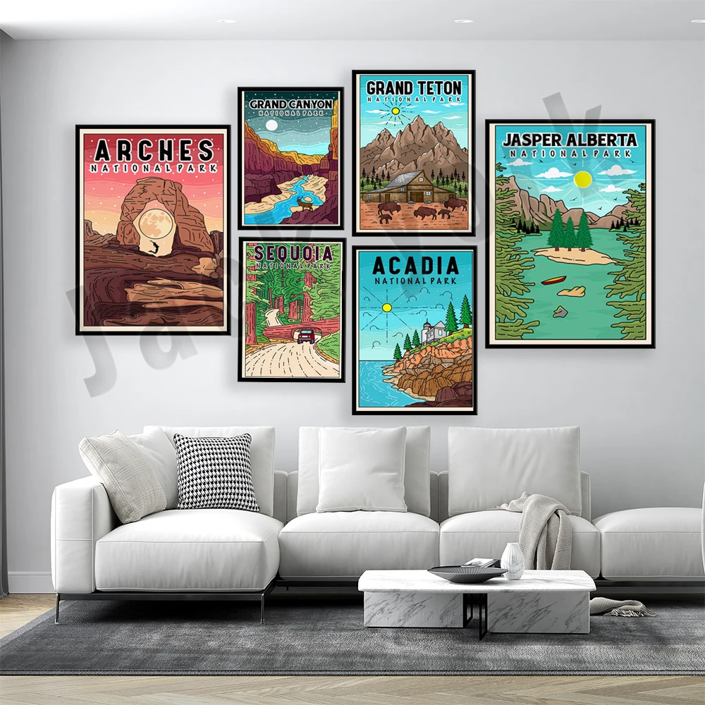 Yosemite, озеро Тахо, Ариас, арки, ледник, морская клетка, дерево Джошуа, Банф, Йеллоустон, постер для путешествий в национальном парке яшмы Yosemite, озеро Тахо, Ариас, арки, ледник, морская клетка, дерево Джошуа, Банф, Йеллоустон, постер для путешествий в национальном парке яшмы