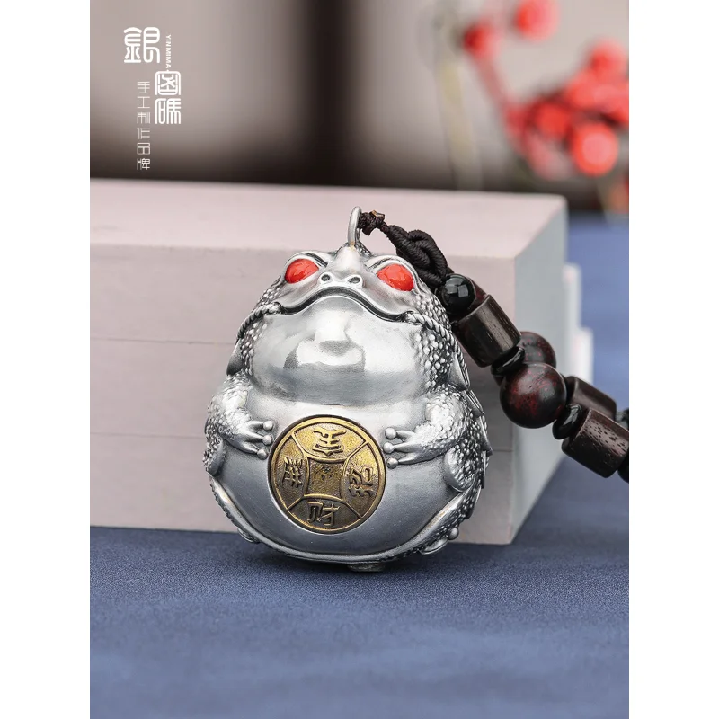 Silver password Sterling Silver 999 Gold Toad pendant charm adornment handhandle tea pet charm luxury gift box