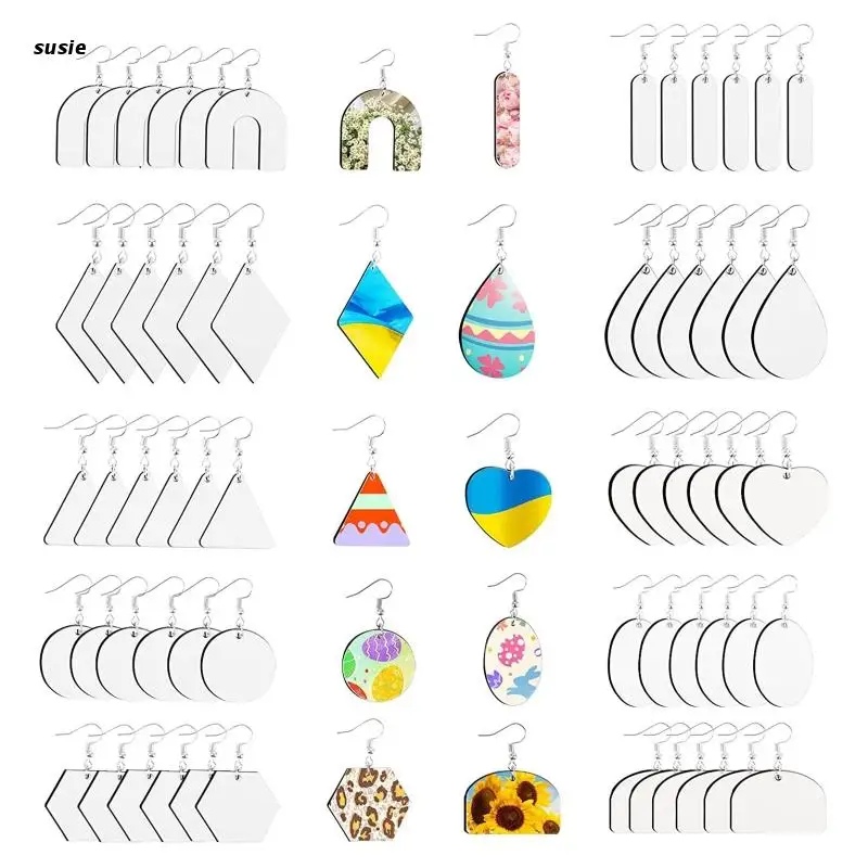 

X7YA 60Pieces Heat Transfer Earring Valentine's Day Women Girl DIY Earring Project