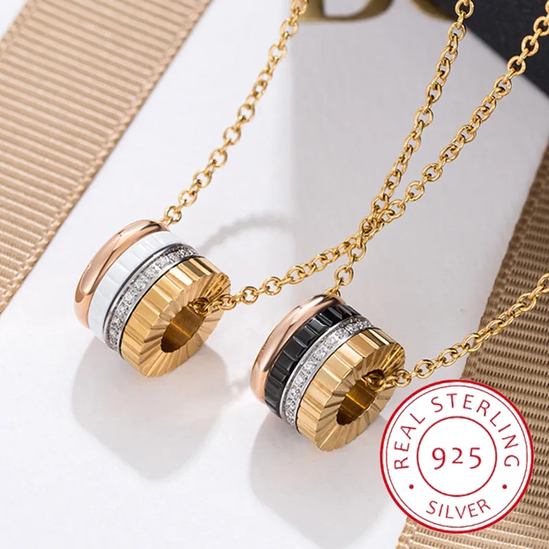 

High-quality 925 sterling silver rotary gear pendant women's necklace party fashion luxury brand luxury jewelry