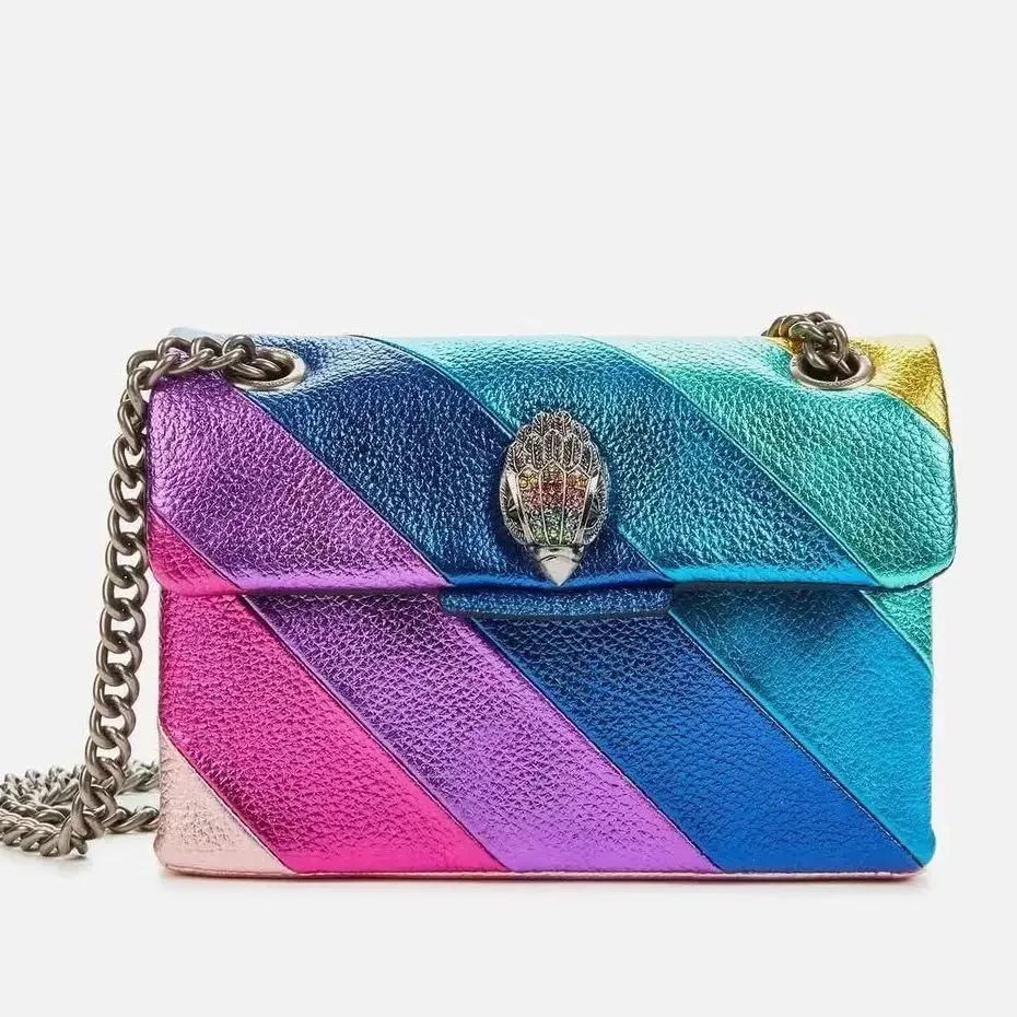 

Kurt Geiger Bag Luxury London Rainbow Shoulder Bag Mini Size 20cm Cross Body Bags Cow Leather Small Flap Bag Shopping Tote Purse