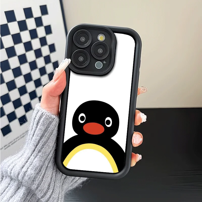 Фото Противоударный силиконовый чехол с мультяшным пингвином P-Pingu для iPhone 12 13 14 15 Plus 16 Pro Max 17 Air 16E 17E 11 XS 7 SE №5