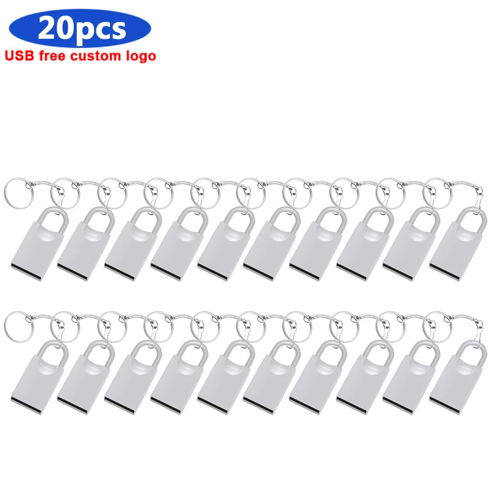 

Metal 20pcs Super Mini USB Flash Drive 64GB 32GB Free Logo 16GB 8GB Pendrive Cle USB Flash Stick Pen Drive 1gb 2G Memory stick