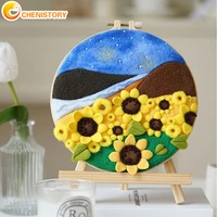 chenistory painting diy wool embroidery kit creative diy flower wool needle felt picture kit craft painting home decor handmade