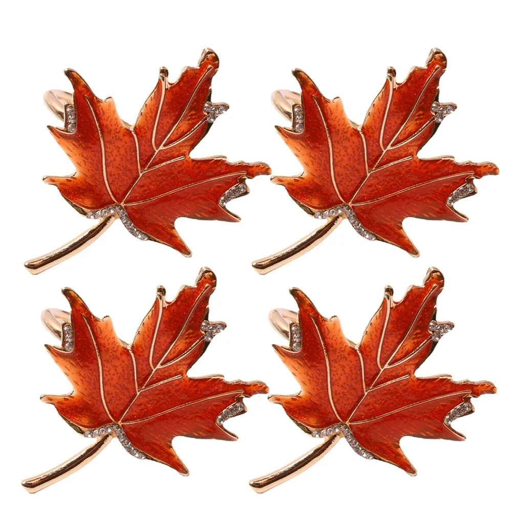 

4Pcs Maple Leaf Napkin Holders Napkin Buckles Decorative Tissue Rings Metal Napkin Rings