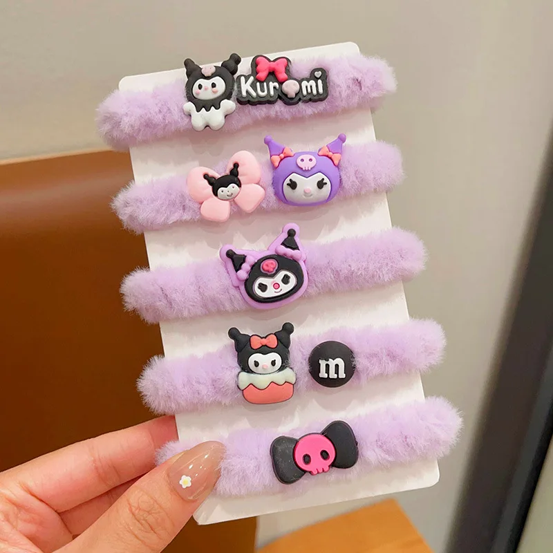 Sanrio Kuromi плюшевая веревка для волос милая резинка маленьких девочек эластичная