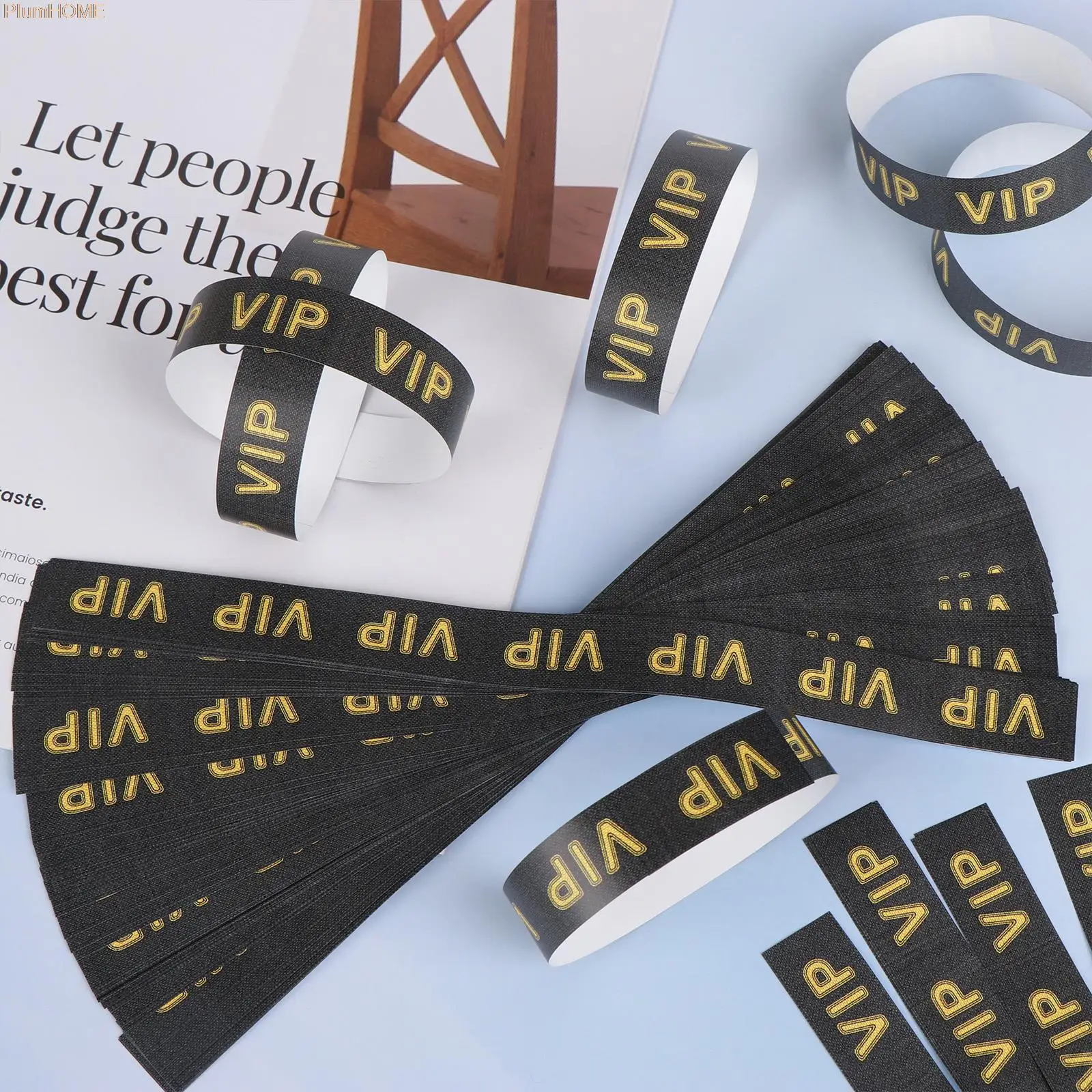 

200VIP Party Bracelets Black Gold Paper Wristband Identification Wristband Bracket Waterproof Disposable Identification Bracelet