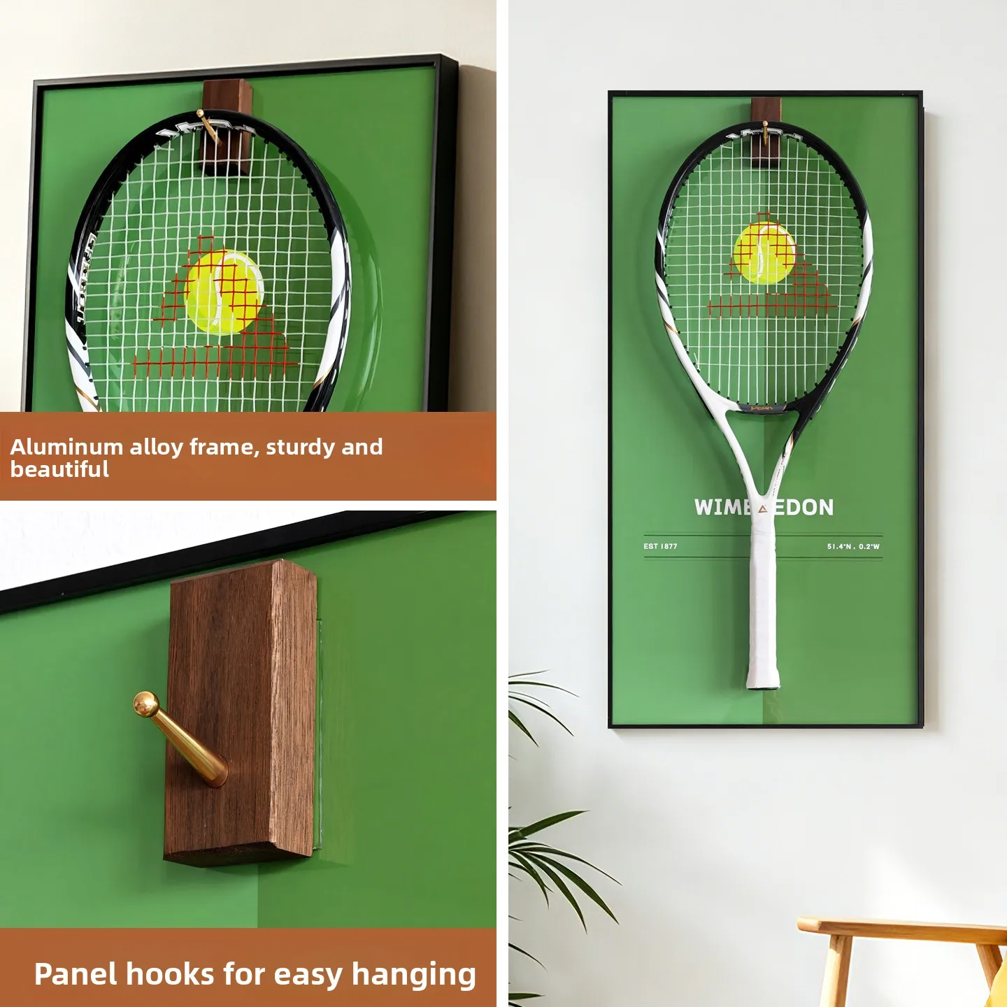 Декоративная рамка для теннисной ракетки Grand Slam, настенный держатель для спортивных сувениров с крючком, только рамка, без ракетки. (art.: 3920db68892ee) - 3920db68892ee