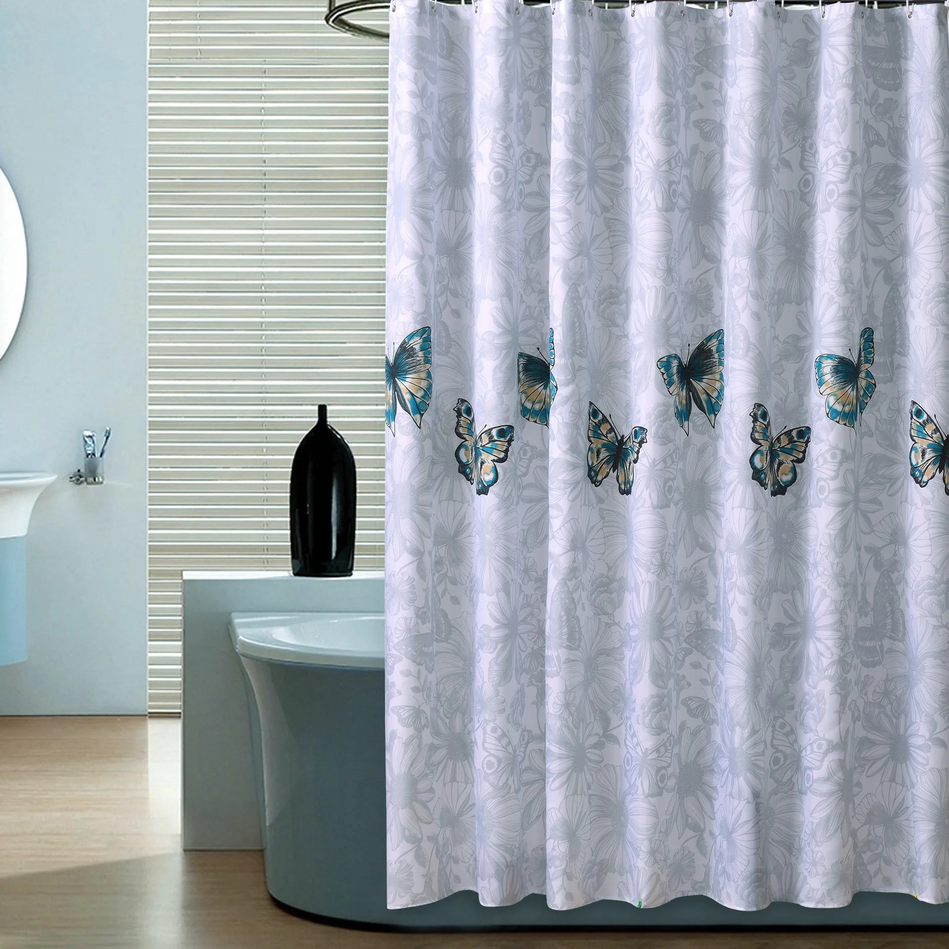 

Butterfly Flying Pattern Bath Curtain Shower Curtains Waterproof Bathtub Cover Extra Large Wide for Bathroom with Hooks