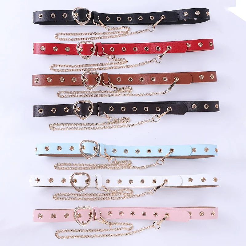 

Модный трендовый ремень для джинсов с отверстиями и пуговицами