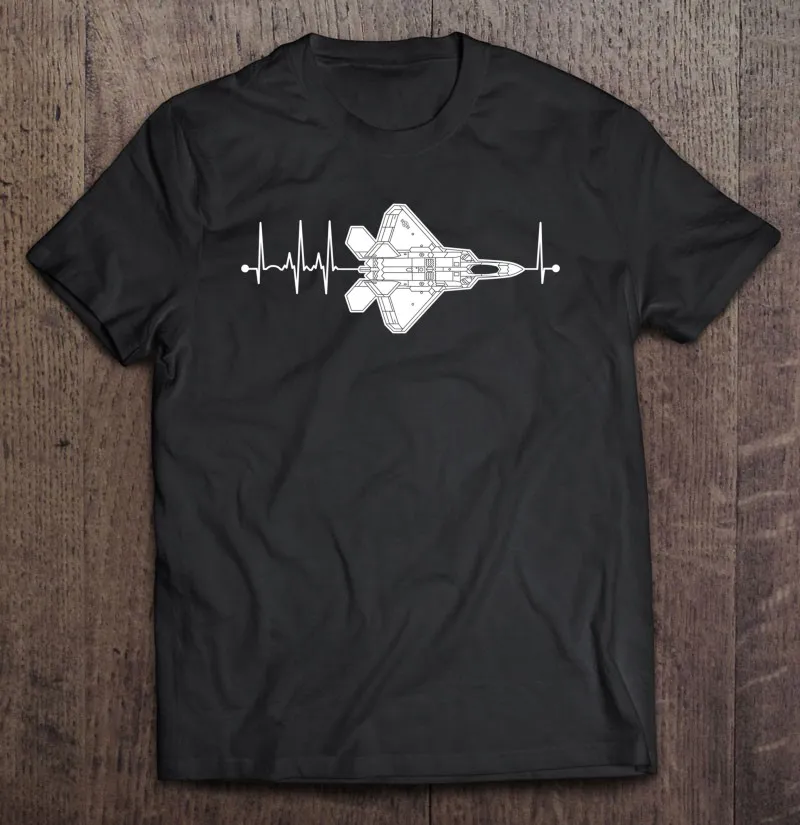 

F 22 Raptor Schematic Airplane Pulse Ekg Pilot F22 Heartbeat Pullover Men T-Shirts Top Streetwear T Shirts Kawaii Tops Anime