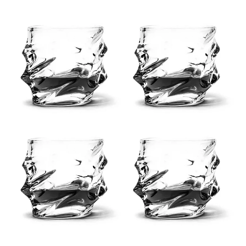 4-Pack Crystal Whiskey Glasses Rocks Hand-Blown Scot Ch Bourbo N Gift Ideas For Men And Women
