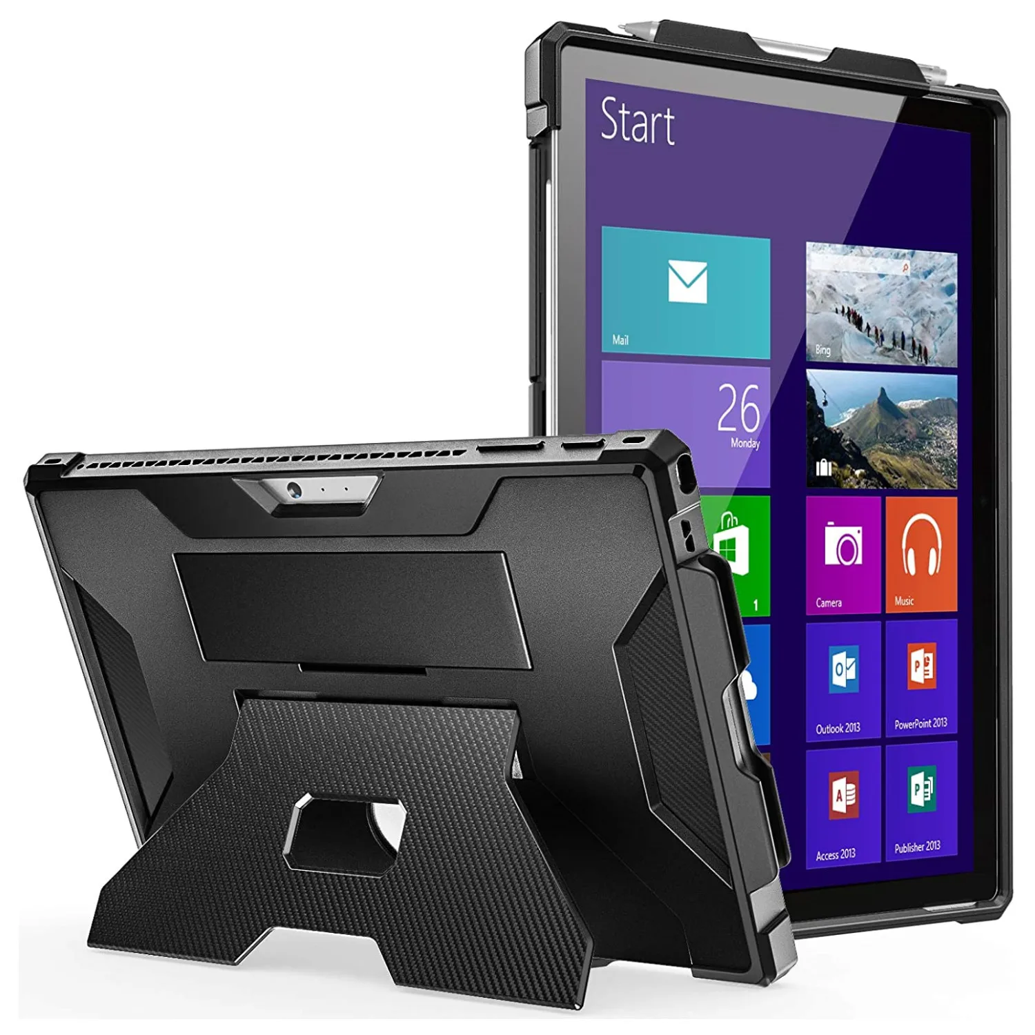 

Case For Microsoft Surface Pro 7 Plus/7/6/5/4/LTE, Shockproof Full-Body Rugged Hybrid Tablet Case with Hand Strap & Kickstand