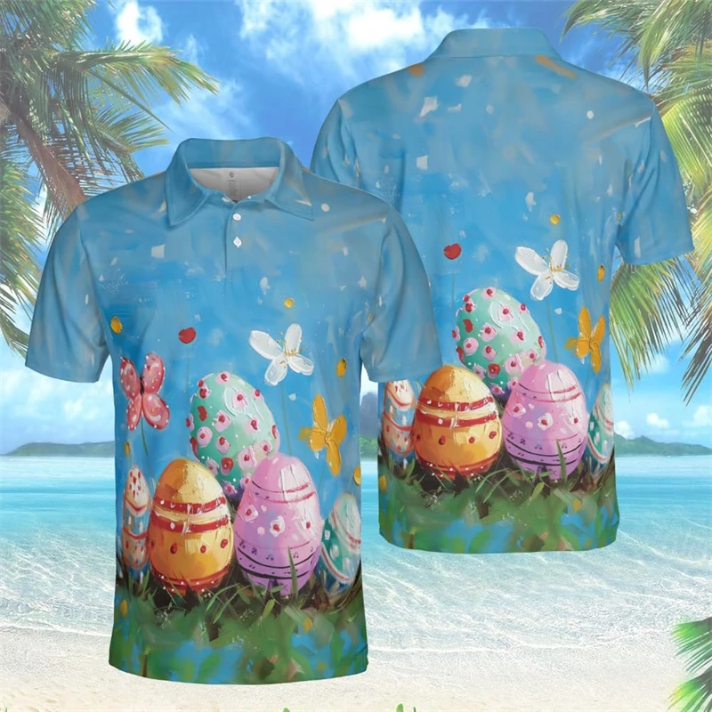 Cartoon Cute Bunny Graphic Women Short Sleeve Kawaii Rabbit Egg Polo Shirts For Men Clothes Eggs POLO Shirt Easter Gifts
