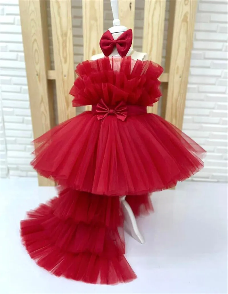 

Пышное Платье для девочек, индивидуальное платье принцессы с цветами для девочек, многослойное Тюлевое платье для маленьких девочек на день рождения, платье для первого причастия